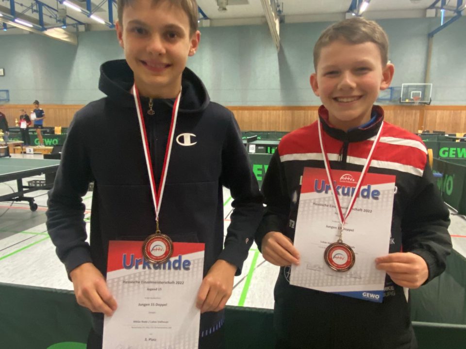 Lukas Vatheuer gewinnt Doppel-Bronze bei den hessischen Meisterschaften der Jungen 15